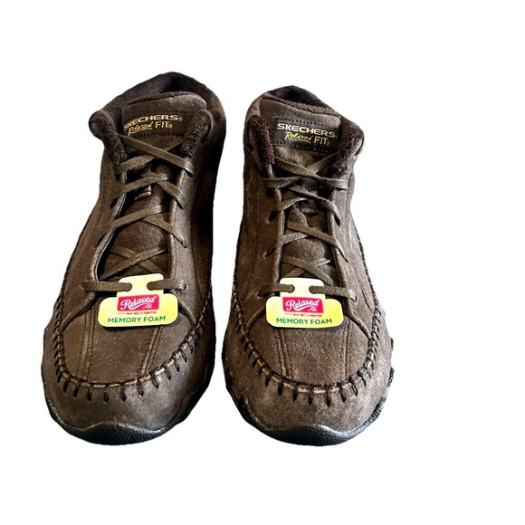 Skechers Bikers Totem Pole Chukka Boots Brown Suede Faux Fur Lined  Womens Sz 7 - Picture 6 of 13